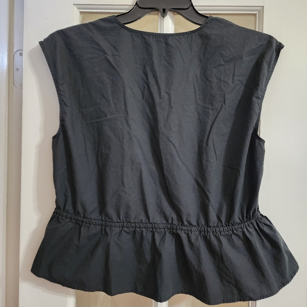 Rails Savi Black Charcoal Gray Peplum Top Women’s Large Drawstring Waist - Picture 3 of 13
